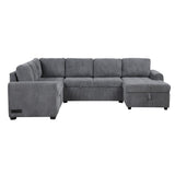 English Elm 107.5" U-Shaped Sofa Sectional Sofa Pull-Out Sofa Bed With A Storage Chaise Lounge, Charging Devices For Living Room, Gray