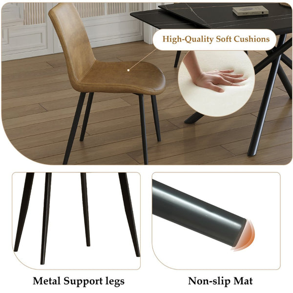 English Elm Retractable Modern Sintered Stone Dining Table Set With 8 Chairs - Durable & Stylish For Any Home W509S00129-GIGA