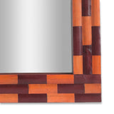 Christopher Knight Home® - Noble House - Blalock Handcrafted Boho Leather Square Wall Mirror, Antique Orange and Tan