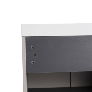 English Elm 24" Freestanding Bathroom Vanity with Integrated Basin Design, Adjustable Shelf & 3 Metal Handles, Eco Plywood Finish khaki W999P241051