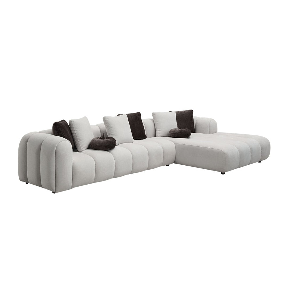 English Elm Manilla Ivory Linen Sectional Sofa With 8 Pillows - Modern Comfort & Style For Any Living Space B2726S00305-GIGA