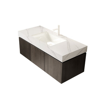 English Elm 48" Muri Spa Inspired Bathroom Vanity Cabinet Plywood Double Door Soft Close Storage W2615P406383