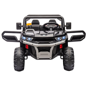 English Elm 24v Kids Ride on Dump Truck Two Seat Electric Utv with Tilting Bed and Remote Control Black W1578P188520