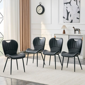 English Elm Set of 4 Olive Fabric Dining Chairs Ergonomic Cushion Black Steel Frame Modern Black W1151P454886