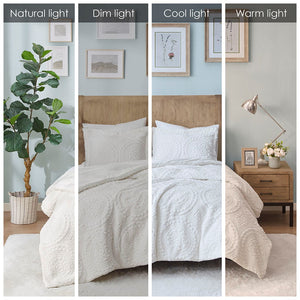 English Elm Twin Arya Embroidered Medallion Faux Fur Ultra Plush Comforter Mini Set - Luxurious Soft Bedding, Machine Washable Ivory 19.29 L x 10.83 W x 10.83 H B03597032