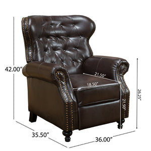 English Elm Push Recliner with Tufted Back Nailhead Trim and Turned Legs for Refined Living 57337.00PU