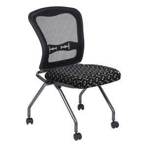 OSP Home Furnishings Soft-flex Pro-line Ii Ergonomic Folding Chair with Mesh Back and Lumbar Support Domino 84220-K107