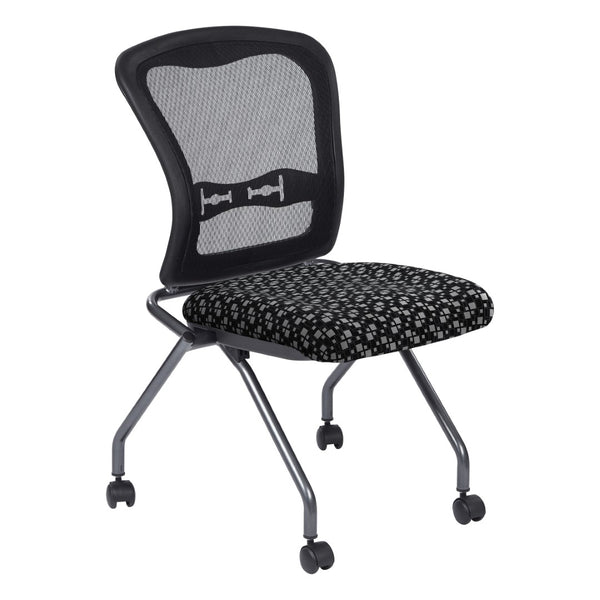 OSP Home Furnishings Soft-flex Pro-line Ii Ergonomic Folding Chair with Mesh Back and Lumbar Support Domino 84220-K107