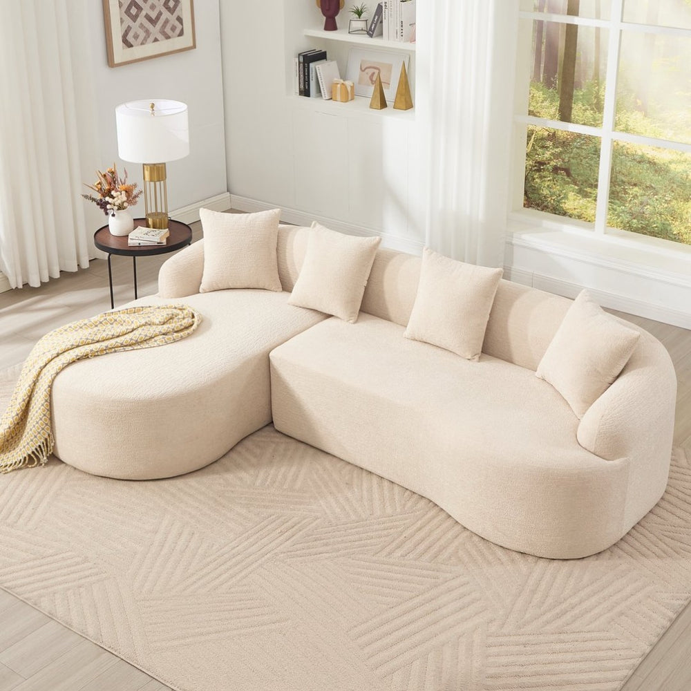 English Elm Boneless Chenille Sectional with Curved Chaise High Density Foam Modular Living Room Sofa W2231S00042