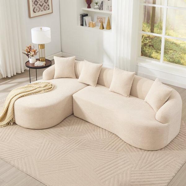 English Elm Boneless Chenille Sectional with Curved Chaise High Density Foam Modular Living Room Sofa W2231S00042