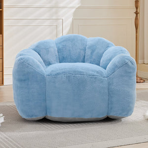 English Elm Lotus Floor Bean Bag Sofa Memory Foam Filled with Pull Ring for Living Room Bedroom Blue W2311P434594