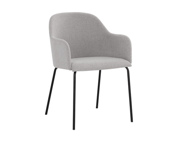 Sunpan Hensley Dining Armchair - Modern Urban Design with Faux Leather and Stylish Matte Black Legs Mina Warm Grey