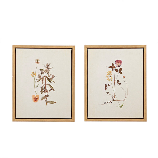 JLA Home Madison Park - 2-piece Framed Canvas Wall Art Set by Devon Ross — Linen-Texture Wildflower Prints, Natural Wood Frames, Ready-to-Hang (17.8"x21.8") MT95C-0005