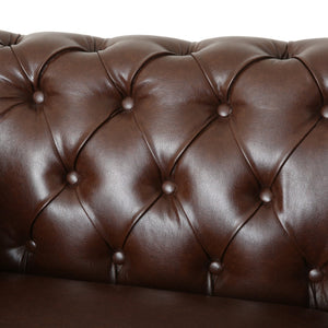 English Elm Christopher Knight Home® - CLUB Club Chair Chesterfield-Inspired Tufted PU Upholstery with Nailhead Trim, Scrolled Arms, Turned Legs Dark Brown 39.25 L x 34.25 W x 25 H 72069.00