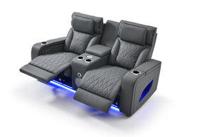 English Elm Lumin Power Reclining Loveseat with Led Lighting Bluetooth Speakers and Usb Ports Gray B078P497927