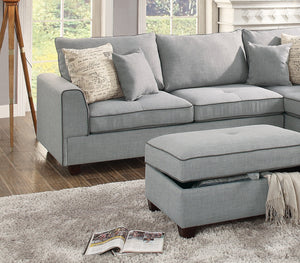 English Elm Beautiful 3-pcs Sectional Sofa with Reversible Chaise and Storage Ottoman Plush Summer Hues Comfort LIGHT GREY 76 L x 35 W x 16 H B011S01055