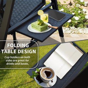 English Elm 3-Seat Wicker Porch Swing with Adjustable Polycarbonate Canopy, Steel Frame, Foldable Side Table, 850lb Capacity W1859S00119