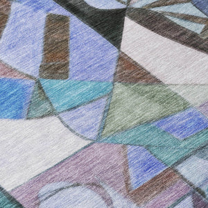 HomeRoots 8' Vibrant Round Abstract Area Rug - Washable, Durable, Stylish for Indoor & Outdoor Spaces! 620025