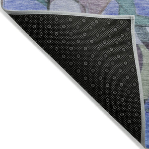 HomeRoots 8' Contemporary Abstract Washable Area Rug in Green, Blue, Purple & Black for Indoor/Outdoor Use 620026