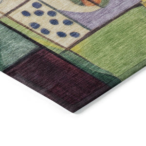 HomeRoots 5' Vibrant Gold Purple Orange Blue Abstract Area Rug - Durable, Washable & Stylish for Indoors/Outdoors 620030