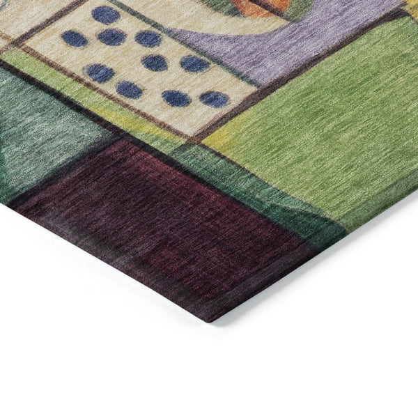 HomeRoots 5' Vibrant Gold Purple Orange Blue Abstract Area Rug - Durable, Washable & Stylish for Indoors/Outdoors 620030