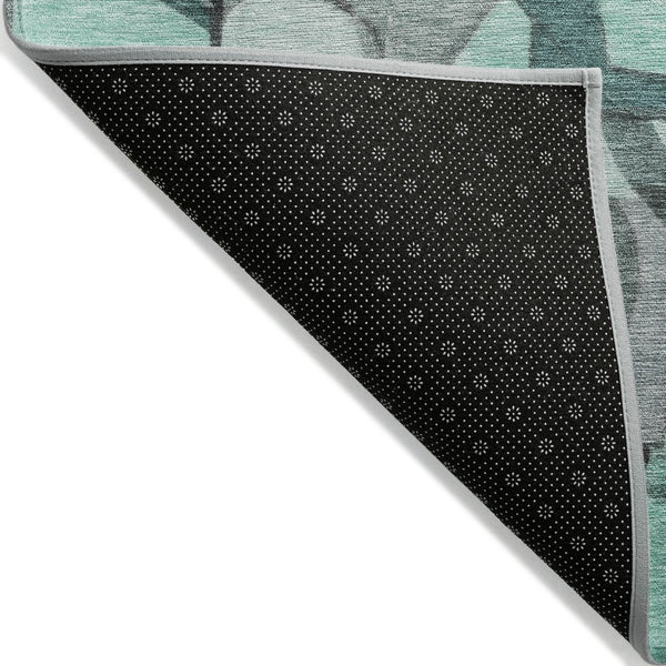 HomeRoots 10' Modern Abstract Teal Blue & Gray Washable Area Rug for Indoor/Outdoor Spaces – Durable & Stylish! 620046