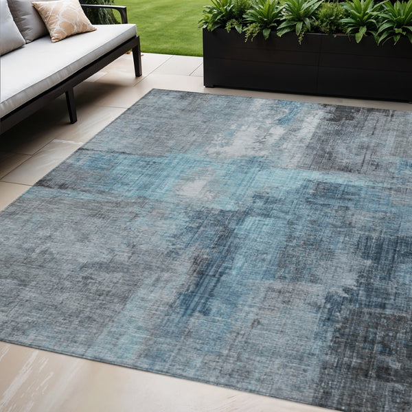 HomeRoots 5' X 8' Blue and Gray Abstract Area Rug – Stylish, Washable, Stain-Resistant for Indoor & Outdoor Use 620048