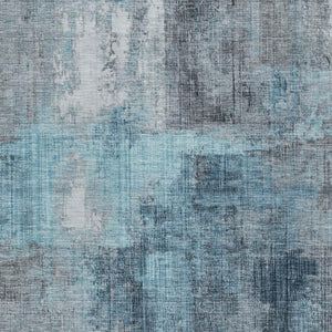 HomeRoots 5' X 8' Blue and Gray Abstract Area Rug – Stylish, Washable, Stain-Resistant for Indoor & Outdoor Use 620048