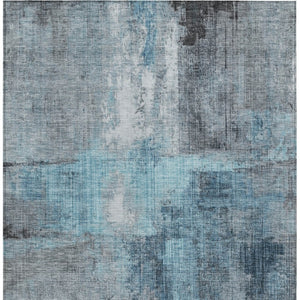 HomeRoots 10' Blue & Gray Abstract Washable Area Rug - Durable, Stylish, Perfect for Indoor & Outdoor Use! 620052
