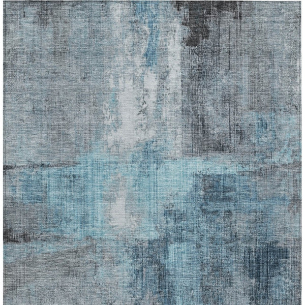 HomeRoots 10' Blue & Gray Abstract Washable Area Rug - Durable, Stylish, Perfect for Indoor & Outdoor Use! 620052