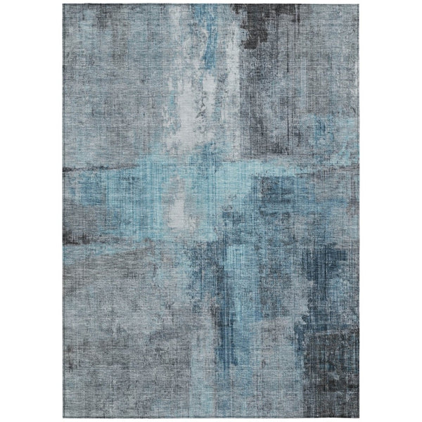 HomeRoots 10' Blue & Gray Abstract Washable Area Rug - Durable, Stylish, Perfect for Indoor & Outdoor Use! 620052