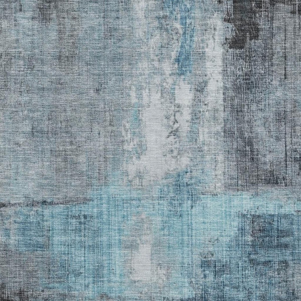 HomeRoots 10' Blue & Gray Abstract Washable Area Rug - Durable, Stylish, Perfect for Indoor & Outdoor Use! 620052