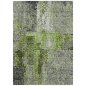 HomeRoots 5' X 8' Abstract Fern Green and Gray Washable Indoor-Outdoor Area Rug for High-Traffic Spaces 620054