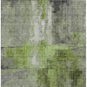 HomeRoots 5' X 8' Abstract Fern Green and Gray Washable Indoor-Outdoor Area Rug for High-Traffic Spaces 620054