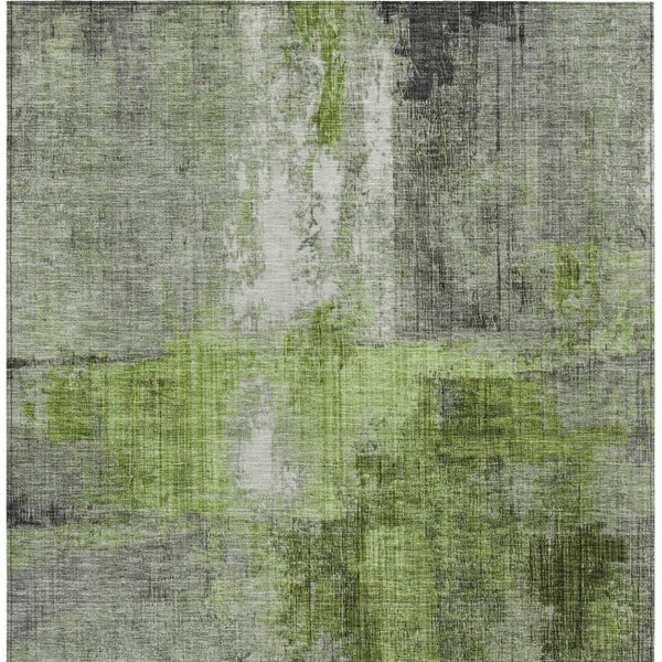 HomeRoots 5' X 8' Abstract Fern Green and Gray Washable Indoor-Outdoor Area Rug for High-Traffic Spaces 620054