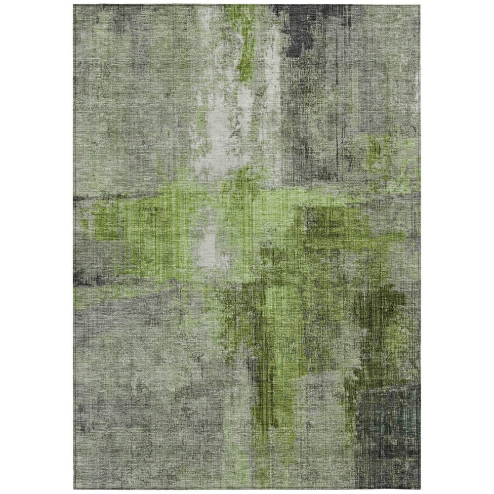 HomeRoots 10' Contemporary Fern Green & Gray Abstract Washable Area Rug for Indoor/Outdoor Spaces - Durable! 620058