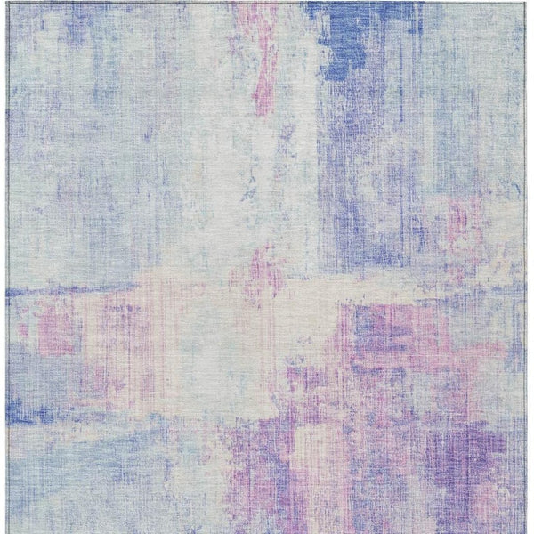 HomeRoots 5' X 8' Sky Blue & Lavender Indoor-Outdoor Area Rug - Abstract Design, Stain-Resistant, Washable! 620066