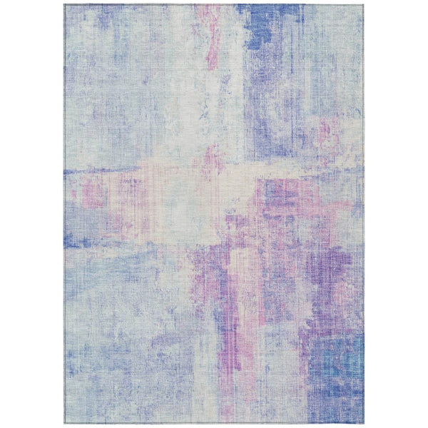 HomeRoots 8' X 10' Sky Blue & Lavender Abstract Area Rug - Washable, Durable, Stylish for Indoor & Outdoor Use 620068