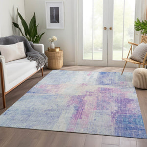 HomeRoots 8' X 10' Sky Blue & Lavender Abstract Area Rug - Washable, Durable, Stylish for Indoor & Outdoor Use 620068