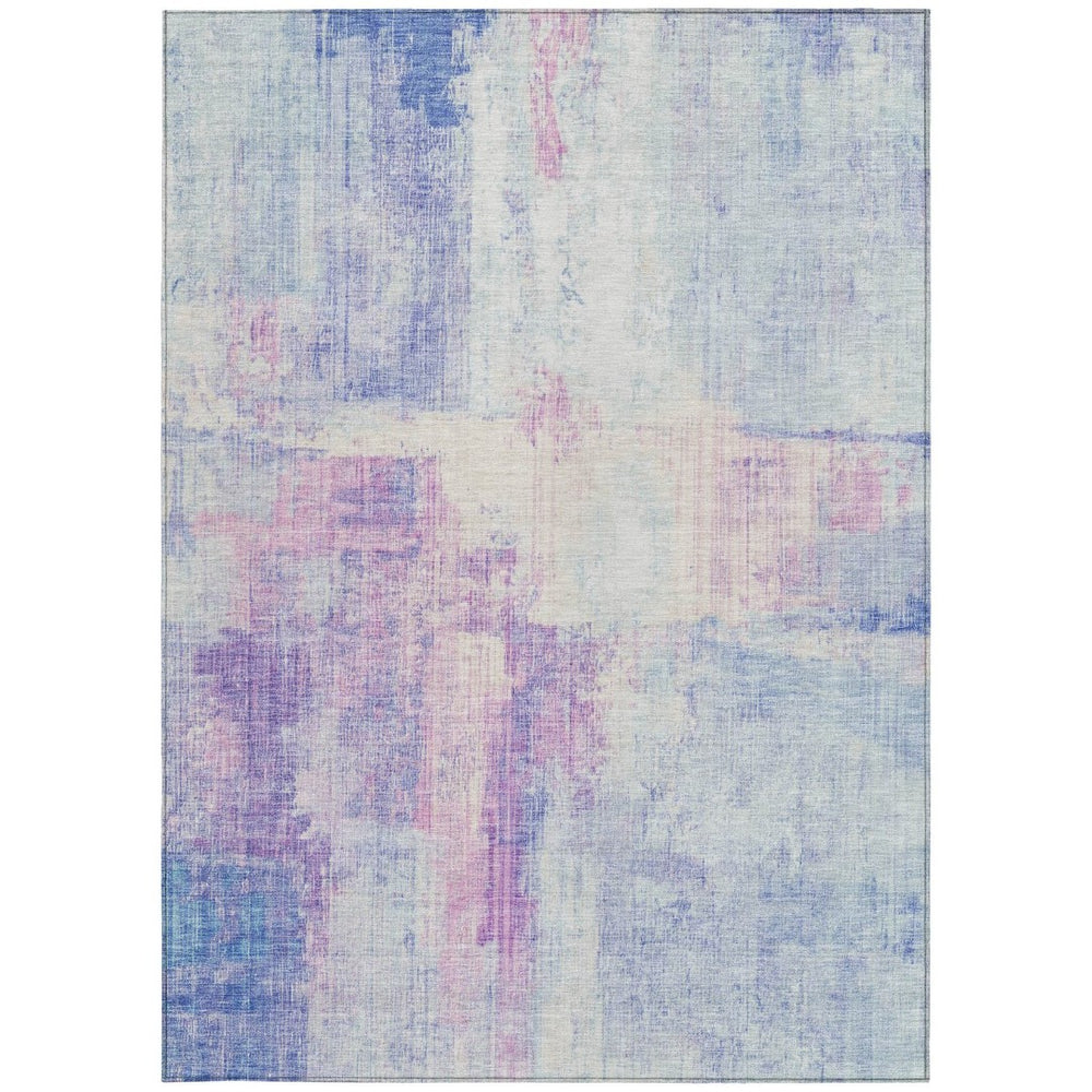 HomeRoots 10' Sky Blue & Lavender Abstract Washable Area Rug - Stylish Indoor/Outdoor Décor for Any Space 620070