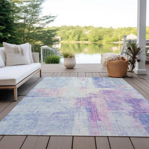 HomeRoots 10' Sky Blue & Lavender Abstract Washable Area Rug - Stylish Indoor/Outdoor Décor for Any Space 620070