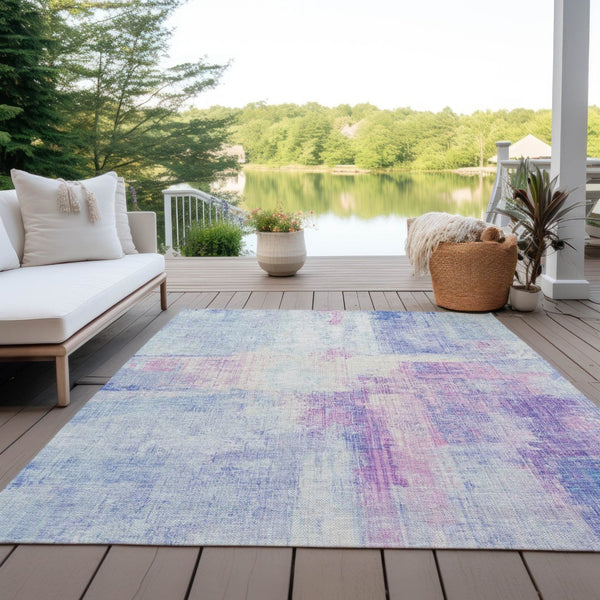 HomeRoots 10' Sky Blue & Lavender Abstract Washable Area Rug - Stylish Indoor/Outdoor Décor for Any Space 620070