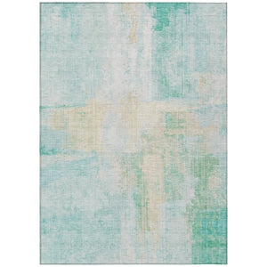 HomeRoots 8' X 10' Teal Blue and Wheat Area Rug - Stylish, Washable, Durable for Indoor & Outdoor Use! 620074