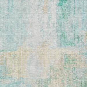 HomeRoots 9' X 12' Teal Blue & Wheat Abstract Indoor/Outdoor Area Rug - Stylish, Washable & Durable Design for All Spaces 620075