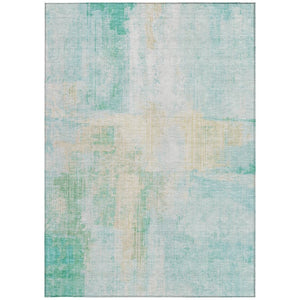 HomeRoots 10' Teal Blue and Wheat Abstract Rug - Durable Washable Indoor/Outdoor Area Rug for High Traffic Spaces 620076