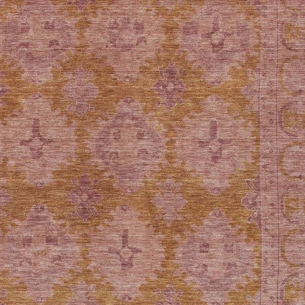 HomeRoots 9' X 12' Blush and Orange Damask Area Rug - Stylish, Washable, Durable for Indoor & Outdoor Use! 620099