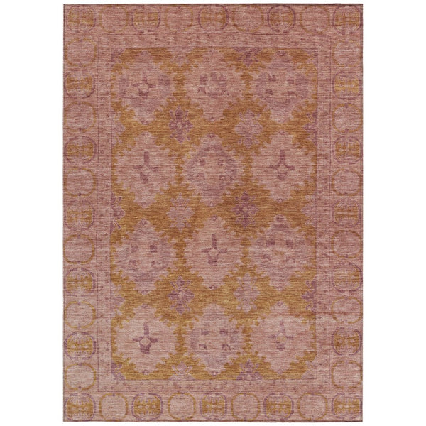 HomeRoots 10' Blush and Orange Damask Washable Area Rug – Durable Indoor/Outdoor Design for Any Space! 620100