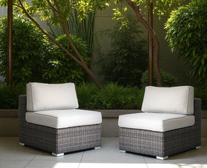 English Elm Minnesota Armless Sectional Seating Set - Elegant 2-Piece Outdoor Wicker Chairs With Cushions B120P233843