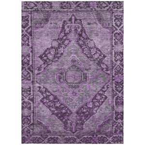 HomeRoots 5' X 8' Eggplant & Lavender Medallion Rug - Durable, Washable Area Rug for Indoor/Outdoor Spaces 620150