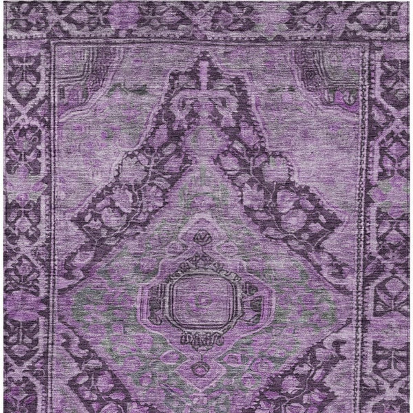 HomeRoots 5' X 8' Eggplant & Lavender Medallion Rug - Durable, Washable Area Rug for Indoor/Outdoor Spaces 620150